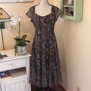 Coldwater Creek Chocolate Brown Floral Dress